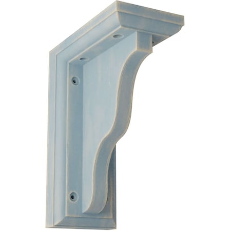 Ekena Millwork 3"W x 5"D x 7"H Hamilton Traditional Wood Vintage Decor Bracket, Driftwood Blue BKTWD03X05X07HABU
